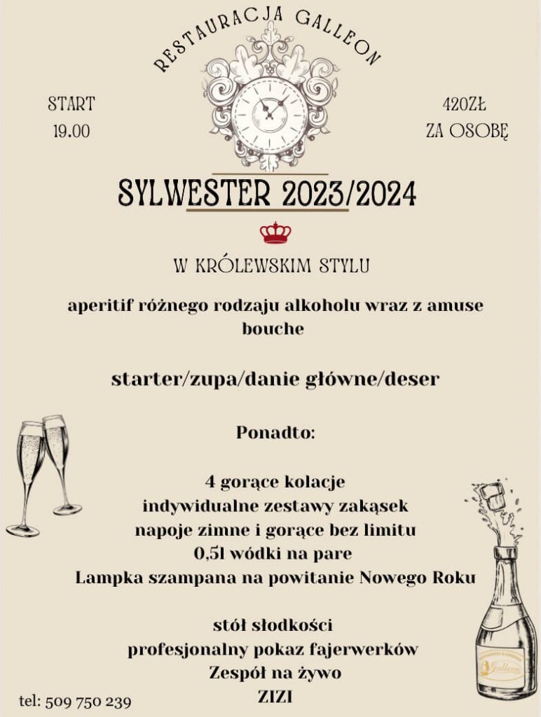 Oferta Sylwester 2023 - Restauracja Galleon Przemyśl | Buszkowice - 1
